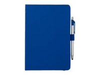 Блокнот A5 «Crown» с шариковой ручкой-стилусом, синий, серебристый, блокнот- бумага, ручка- пластик
