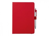 Блокнот A5 «Crown» с шариковой ручкой-стилусом, красный, серебристый, блокнот- бумага, ручка- пластик