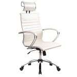 Офисное кресло Metta SkyLine KN-2 с 3D подголовником (Цвет обивки:Белый лебедь, Цвет каркаса:Серебро)