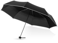 Зонт «Линц», черный/белый, полиэстер/металл/искусственная кожа