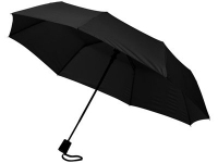 Зонт складной «Wali», черный, полиэстер/металл/стекловолокно/прорезиненный пластик