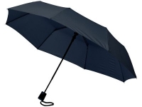 Зонт складной «Wali», темно-синий, полиэстер/металл/стекловолокно/прорезиненный пластик