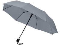 Зонт складной «Wali», серый, полиэстер, металл, стекловолокно, прорезиненный пластик
