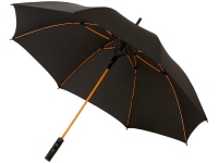 Зонт-трость «Spark», черный/оранжевый, полиэстер, стекловолокно, пластик