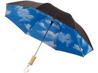 Зонт складной «Blue skies», черный/голубой, полиэстер, металл, дерево