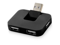 USB Hub «Gaia» на 4 порта, черный, ударопрочный полистирол