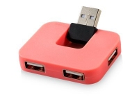 USB Hub «Gaia» на 4 порта, розовый, ударопрочный полистирол