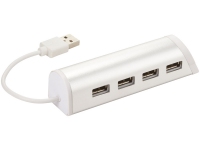 USB Hub на 4 порта с подставкой для телефона, серебристый/белый, алюминий