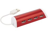 USB Hub на 4 порта с подставкой для телефона, красный/белый, алюминий