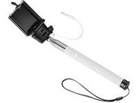 Монопод проводной «Wire Selfie», белый/черный/серебристый, силикон/сталь/ПВХ