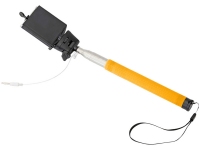 Монопод проводной «Wire Selfie», оранжевый/черный/серебристый, силикон/сталь/ПВХ