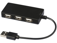 USB Hub на 4 порта «Brick», черный, АБС пластик