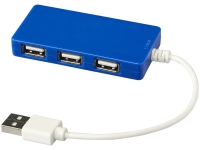 USB Hub на 4 порта «Brick», ярко-синий, АБС пластик