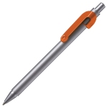 SNAKE, ручка шариковая, серебристый корпус, оранжевый клип