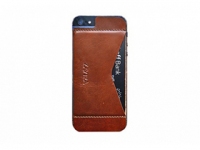 Кошелек-накладка на iPhone 5/5s и SE, коричневый, натуральная кожа
