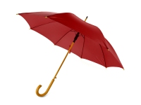 Зонт-трость «Радуга», красный, купол- полиэстер, стержень и ручка- дерево, спицы- металл