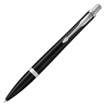 Ручка шариковая Parker «Urban Core Muted Black Chrome Trim», черный матовый/серебристый, латунь, матовый черный лак, пластиковая зона захвата. отделка- хромированная нержавеющая сталь