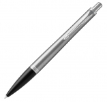 Ручка шариковая Parker «Urban Core Metro Metallic CT», серебристый/черный, латунь с покрытием хром, пластиковая зона захвата. отделка- хромированная нержавеющая сталь