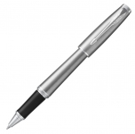 Ручка роллер Parker «Urban Core Metro Metallic CT», серебристый/черный, латунь с покрытием хром, пластиковая зона захвата. отделка- хромированная нержавеющая сталь