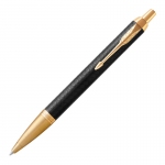 Ручка шариковая Parker «IM Premium Warm Silver GT», черный/золотистый, черный матовый анодированный алюминий с фирменной гравировкой. отделка- латунь с позолотой