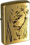 Зажигалка ZIPPO Proud Lion, с покрытием Brushed Brass, латунь/сталь, золотистая, 36x12x56 мм