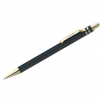 Ручка шариковая Berlingo "Silver Premium" синяя, 0,7мм,корпус черный/золото, автомат, пласт. футляр