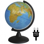 Глобус физический Глобусный мир, 21см, с подсветкой на круглой подставке