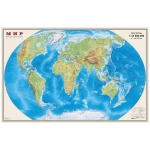 Карта "Мир" физическая DMB, 1:35млн., 900*580мм, матовая ламинация