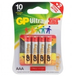 Батарейка GP Ultra AAA (LR03) 24AU "Подари Жизнь" алкалиновая, BC4, уп. 4 шт.