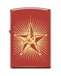Зажигалка ZIPPO Серп и Молот и Звезда, с покрытием Red Matte, латунь/сталь, красная, 36x12x56 мм