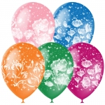 Воздушные шары, 25шт., M12/30см, Поиск "Фантазия", пастель+декор, растровый рисунок