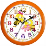 Часы настенные ход плавный, Камелия "Пчелки", круглые, 29*29*3,5, оранжевая рамка