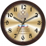 Часы настенные ход плавный, интерьерные Камелия "Герб", круглые, 29*29*3,5, коричневая рамка