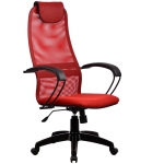 Кресло руководителя Метта BР-8 PL, ткань-сетка красная №22, механизм качания