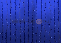 Светодиодный занавес 2x6м. (водопад) синий, черный провод