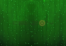 Светодиодный занавес 2x1,5м. зеленый, прозрачный провод