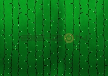 Светодиодный занавес 2x3м. зеленый, черный провод