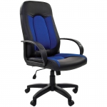 Кресло руководителя Chairman 429,  экокожа черная/ткань синяя, механизм качания