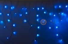 Гирлянда Айсикл (бахрома) 2,4 х 0,6 м, белый провод, 220В, диоды синие