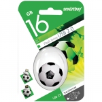 Память Smart Buy "Wild series" Футбольный Мяч 16GB, USB 2.0 Flash Drive, черный, белый