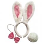 Карнавальный набор (ободок-уши Зайца, хвост и галстук-бабочка), белый/розовый