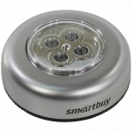 Фонарь Smartbuy PUSH LIGHT, светодиодный, 4 LED, 3*AAA (не входят в комплект), серебристый