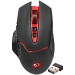 Мышь беспроводная игровая Redragon Mirage, USB, 800-4800dpi, 15m, 1хAA, красный, черный, 9btn+Roll