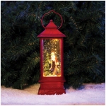 Декоративный фонарь на батарейках с эффектом снегопада и подсветкой "Дед Мороз", 27см