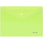 Папка-конверт на кнопке Berlingo "Starlight", А4, 180мкм, прозрачная салатовая, индив. ШК