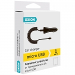 Зарядное устройство автомобильное Oxion AC105, micro USB, 2А output, 1м, витой кабель, черный