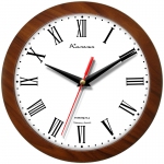 Часы настенные ход плавный, Камелия "Римские", круглые, 29*29*3,5, коричневая рамка