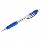 Ручка шариковая автоматическая OfficeSpace "Predictor" синяя, 0,7мм, грип, прозр. корпус, штрихкод