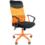 Кресло руководителя Chairman 610 Cmet, экокожа черная/ткань черная/сетка оранжевая, механизм качания