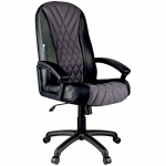 Кресло руководителя Helmi HL-E85 "Graphite", ткань TW серая/экокожа черная, мягкий подлокотник